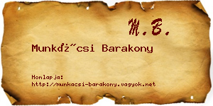 Munkácsi Barakony névjegykártya